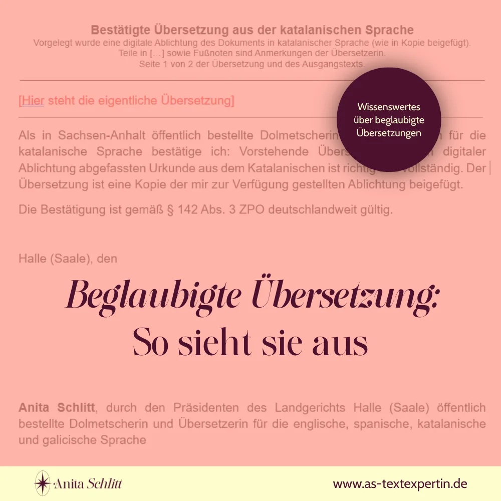 Wie sieht eine beglaubigte Übersetzung aus?